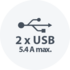 2 x USB 5.4 A max.