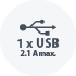 1 x USB 2.1 A max.
